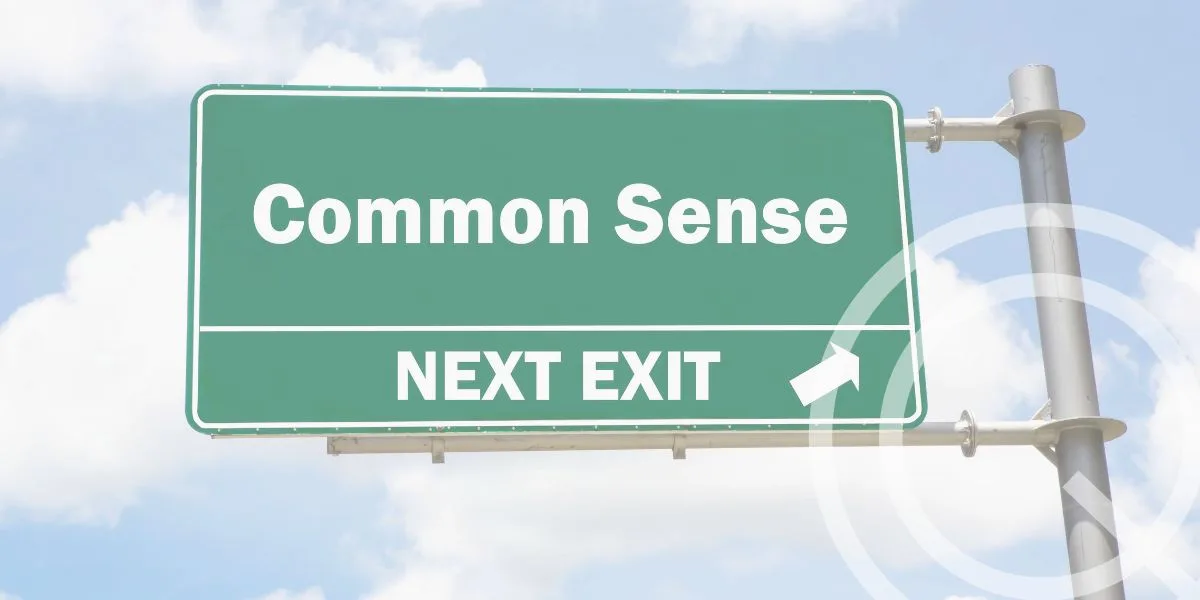 Road sign saying 'common sense' next exit