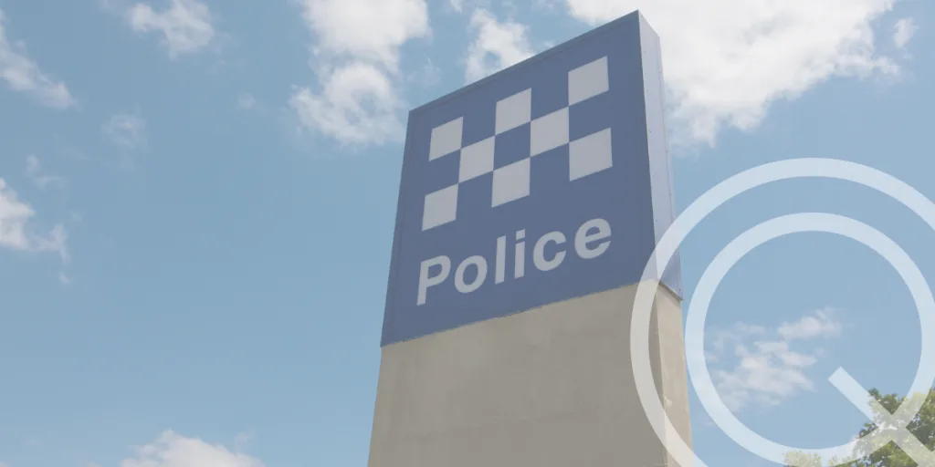 Image of blue and white australian police sign