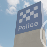 Image of blue and white australian police sign
