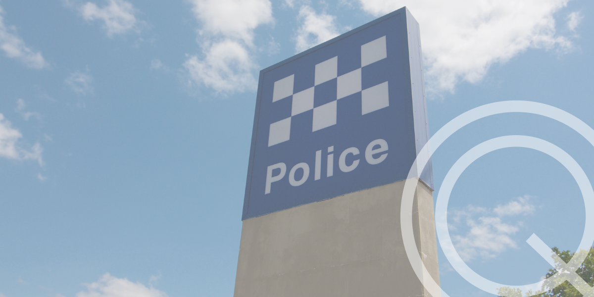 Image of blue and white australian police sign